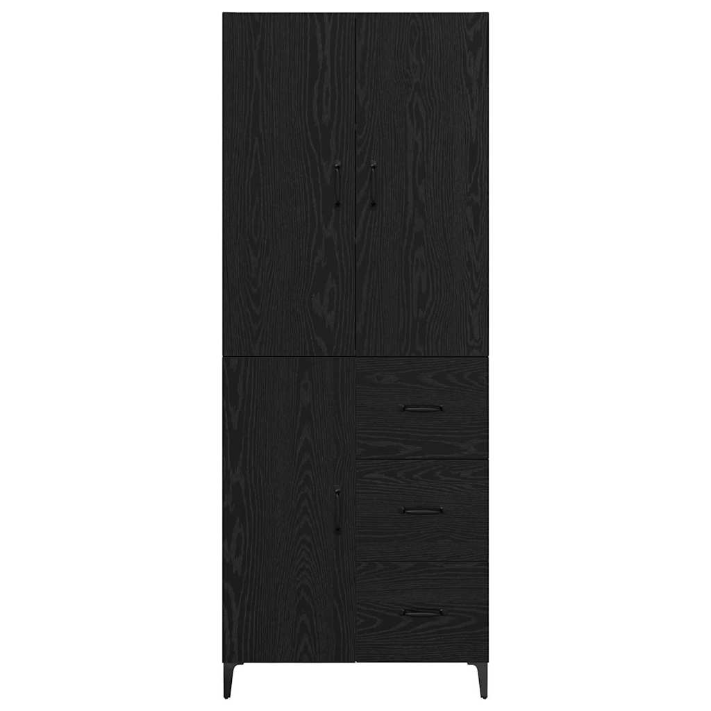 Highboard met lade Zwart Eiken 69,5 x 34 x 180 cm Bewerkt hout