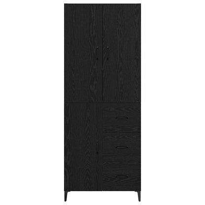 Highboard met lade Zwart Eiken 69,5 x 34 x 180 cm Bewerkt hout