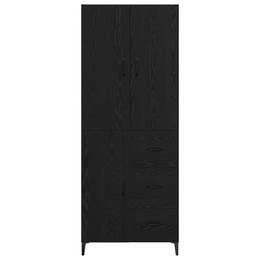 Highboard met lade Zwart Eiken 69,5 x 34 x 180 cm Bewerkt hout