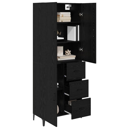 Highboard met lade Zwart Eiken 69,5 x 34 x 180 cm Bewerkt hout