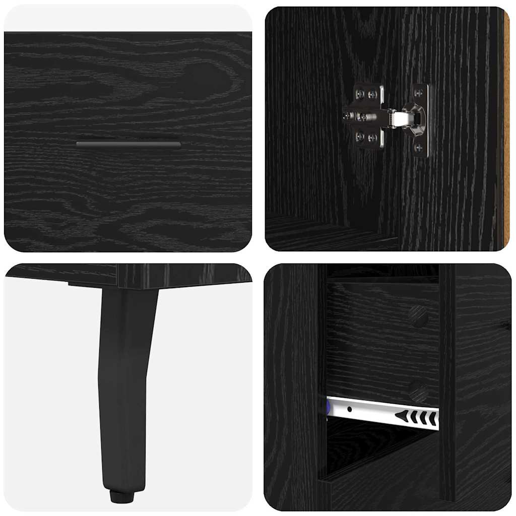 Highboard 2 pcs Zwart Eiken 69,5 x 34 x 180 cm Bewerkt hout