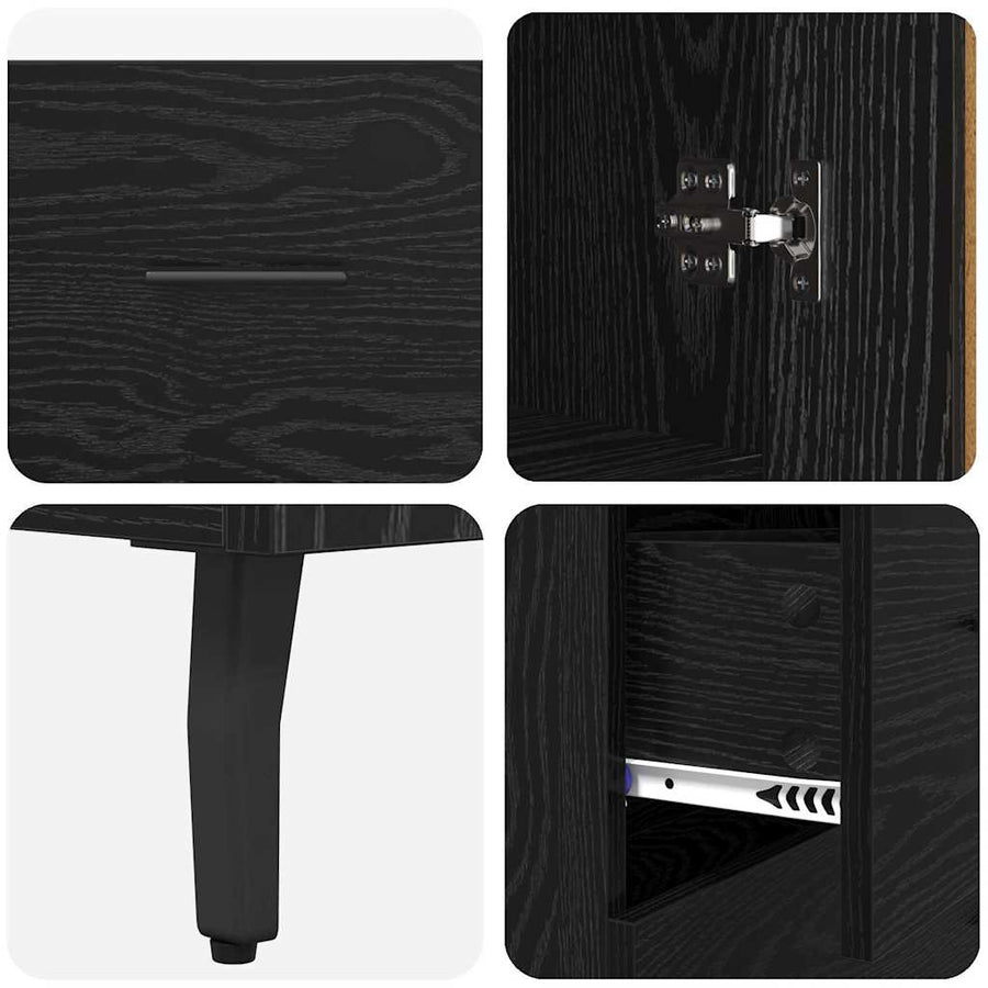 Highboard 2 pcs Zwart Eiken 69,5 x 34 x 180 cm Bewerkt hout