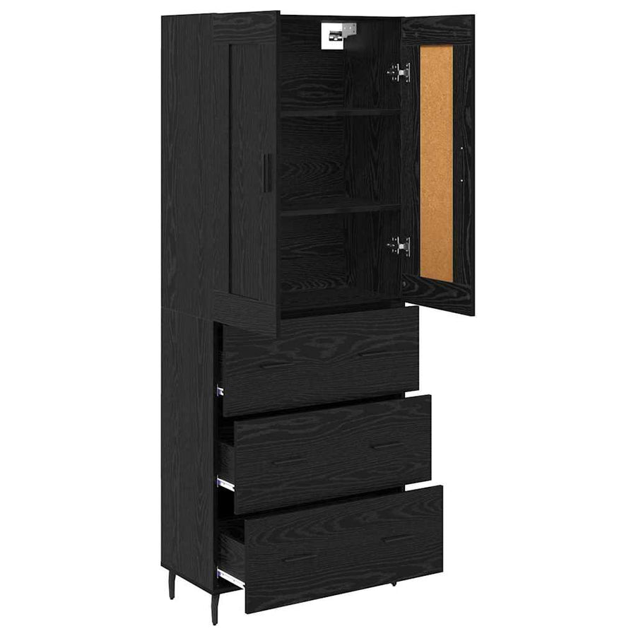 Highboard 2 pcs Zwart Eiken 69,5 x 34 x 180 cm Bewerkt hout