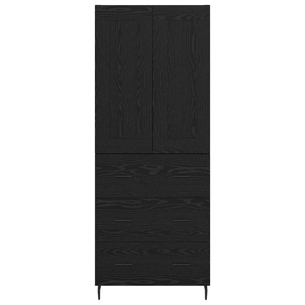 Highboard 2 pcs Zwart Eiken 69,5 x 34 x 180 cm Bewerkt hout