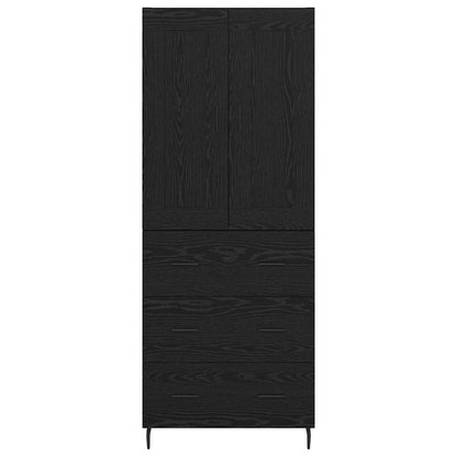 Highboard 2 pcs Zwart Eiken 69,5 x 34 x 180 cm Bewerkt hout