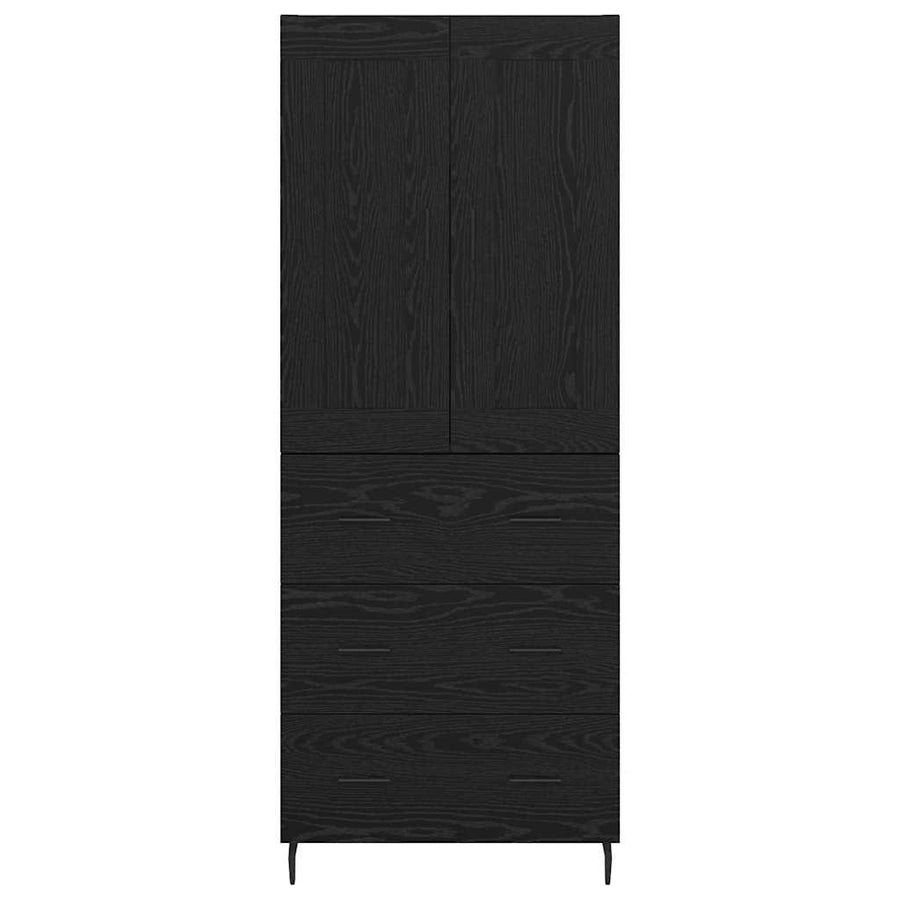 Highboard 2 pcs Zwart Eiken 69,5 x 34 x 180 cm Bewerkt hout