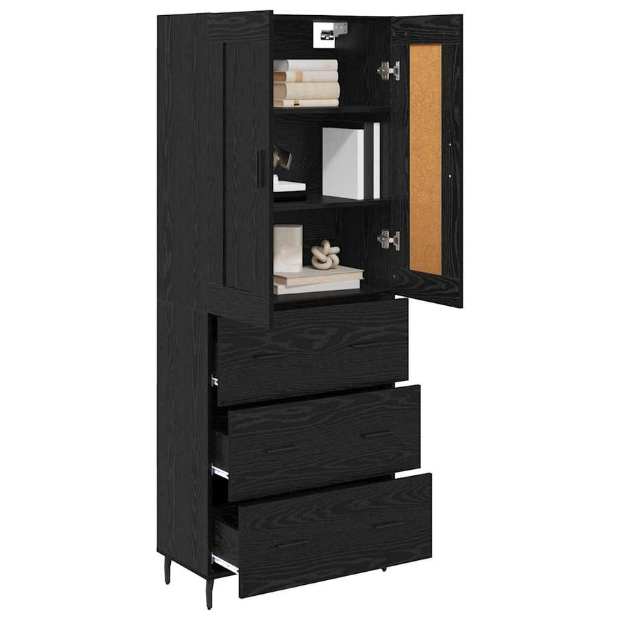 Highboard 2 pcs Zwart Eiken 69,5 x 34 x 180 cm Bewerkt hout