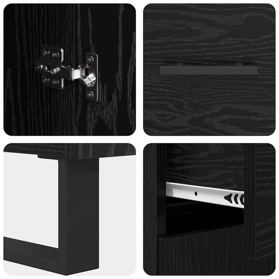 Highboard Wandgemonteerd 2 pcs Zwart Eiken Bewerkt hout