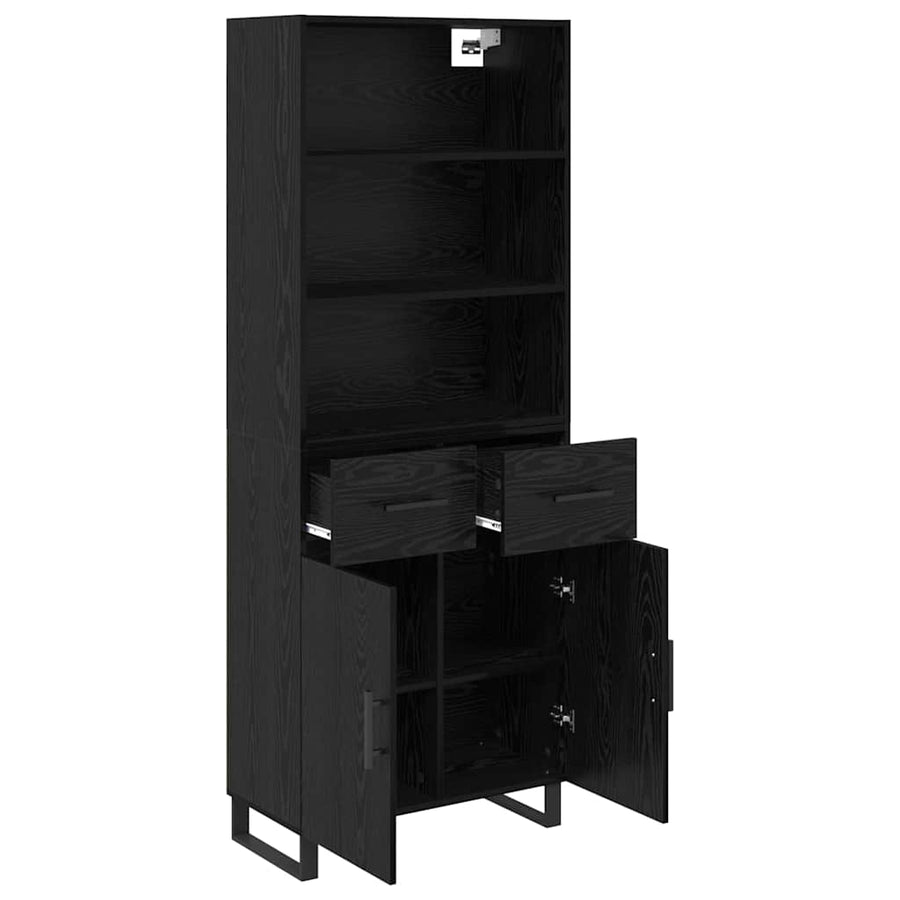 Highboard Wandgemonteerd 2 pcs Zwart Eiken Bewerkt hout