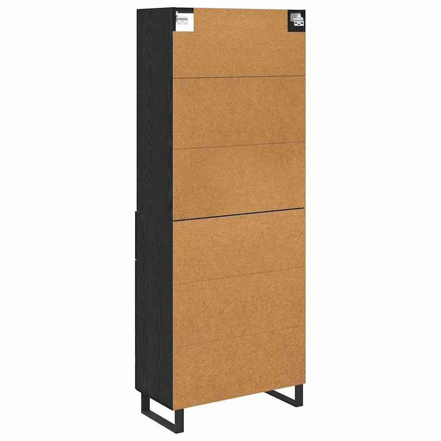 Highboard Wandgemonteerd 2 pcs Zwart Eiken Bewerkt hout