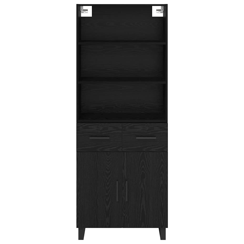 Highboard Wandgemonteerd 2 pcs Zwart Eiken Bewerkt hout