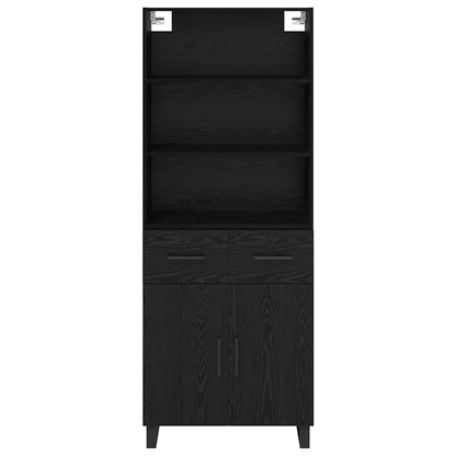 Highboard Wandgemonteerd 2 pcs Zwart Eiken Bewerkt hout