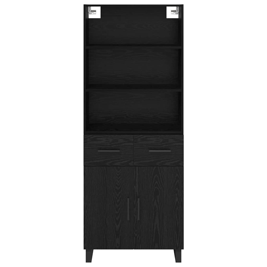 Highboard Wandgemonteerd 2 pcs Zwart Eiken Bewerkt hout