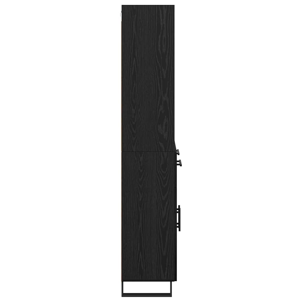 Highboard Wandgemonteerd 2 pcs Zwart Eiken Bewerkt hout