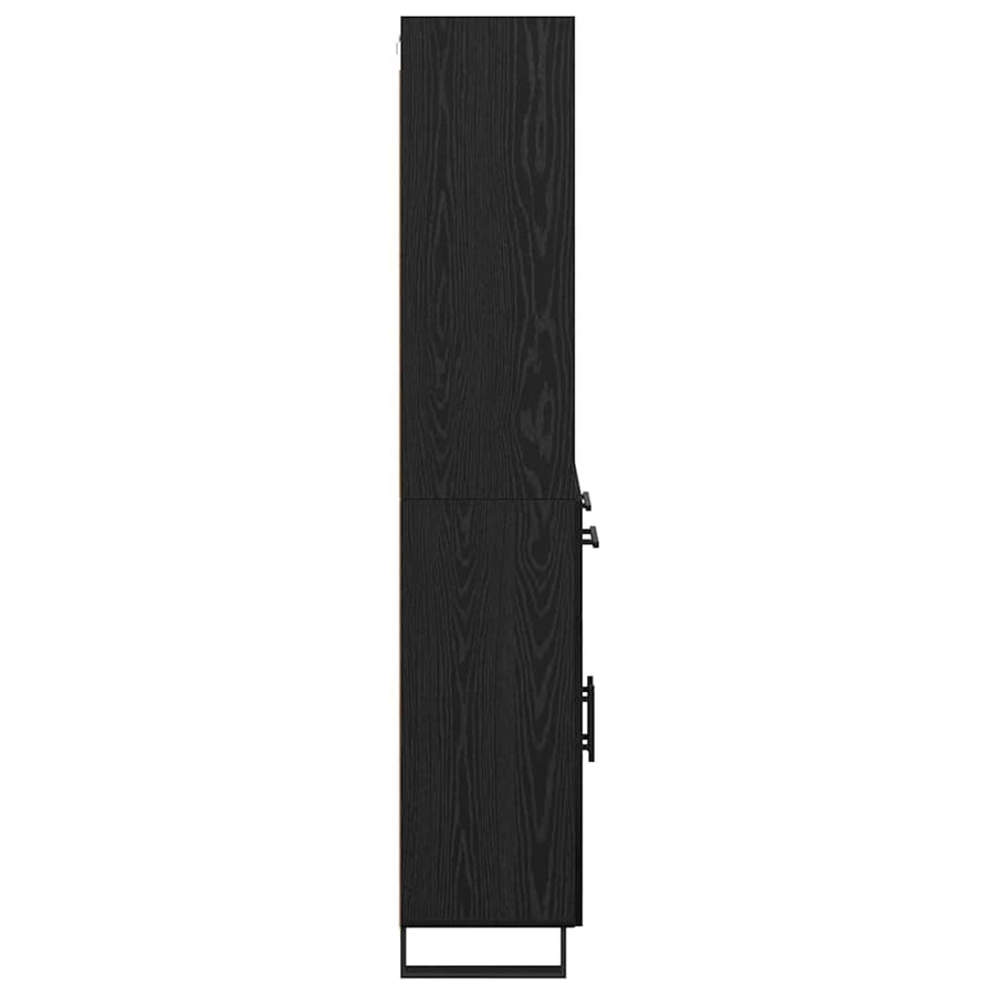 Highboard Wandgemonteerd 2 pcs Zwart Eiken Bewerkt hout