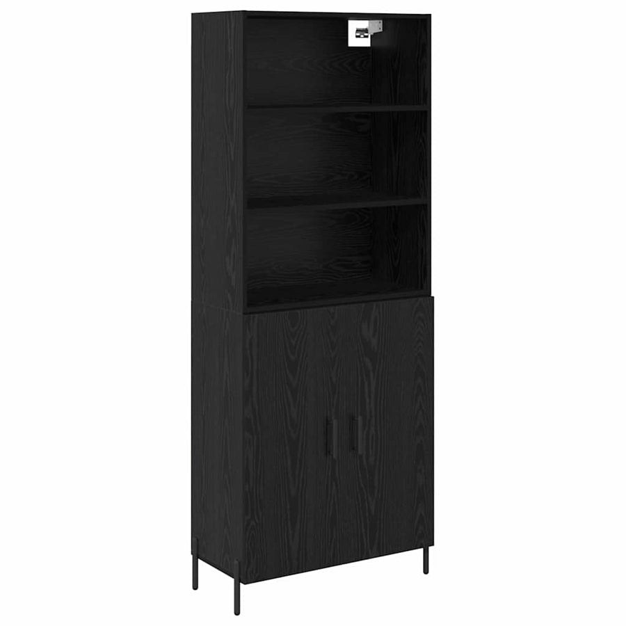 Highboard 2 pcs Zwart Eiken 69,5 x 34 x 180 cm Bewerkt hout