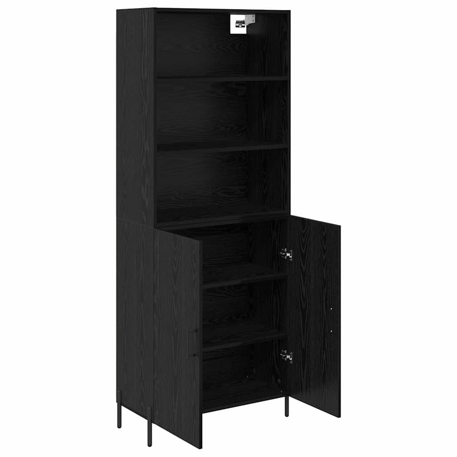 Highboard 2 pcs Zwart Eiken 69,5 x 34 x 180 cm Bewerkt hout