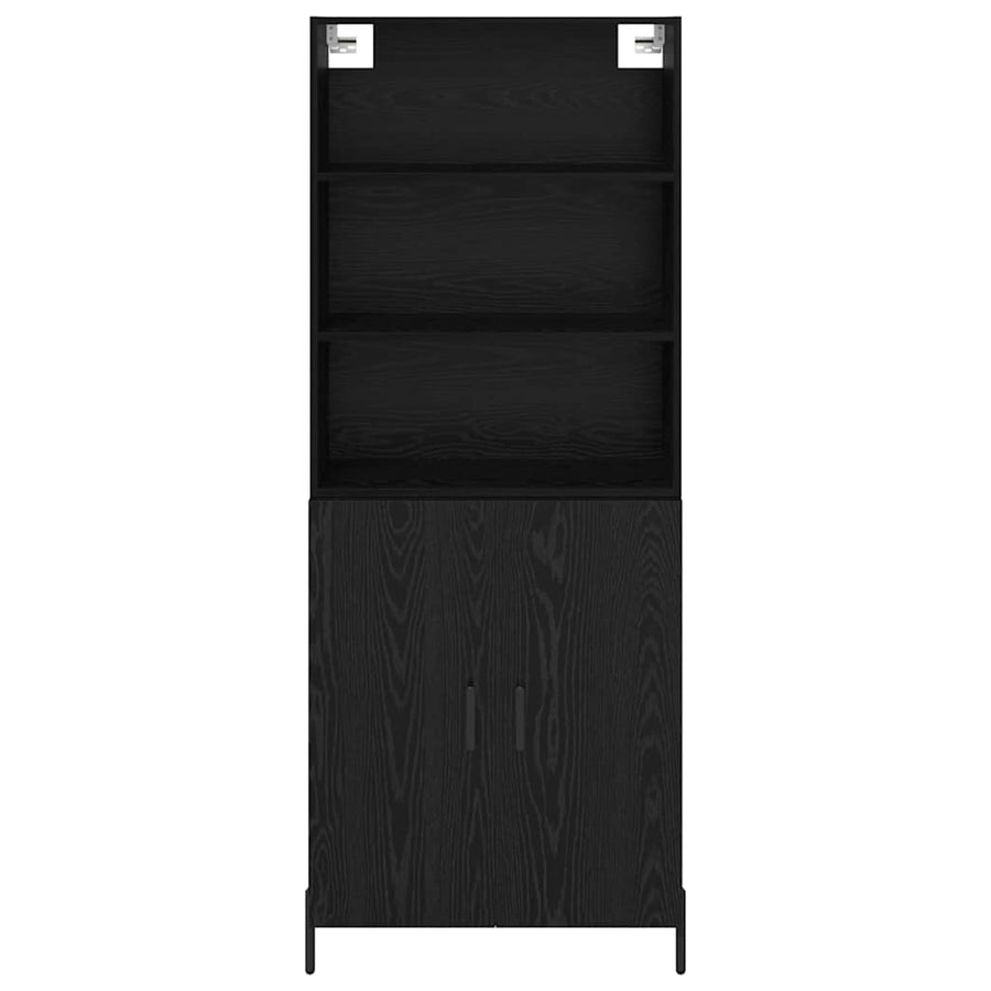 Highboard 2 pcs Zwart Eiken 69,5 x 34 x 180 cm Bewerkt hout