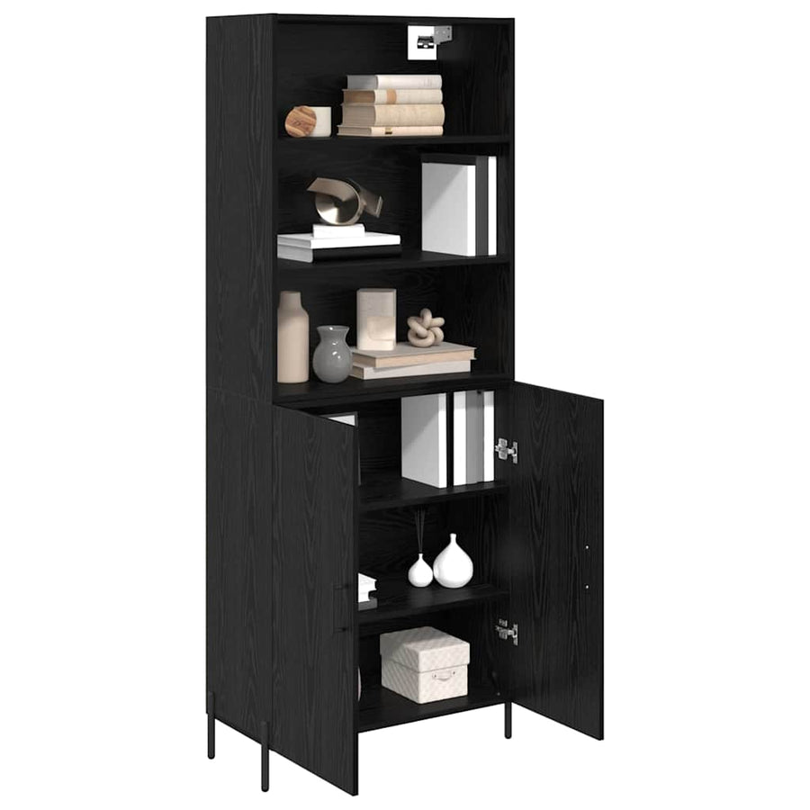 Highboard 2 pcs Zwart Eiken 69,5 x 34 x 180 cm Bewerkt hout