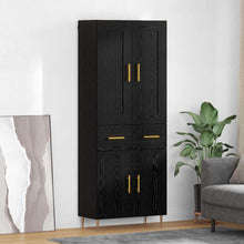 Hoge kast met lade Zwart Eiken 69,5 x 34 x 180 cm Bewerkt hout
