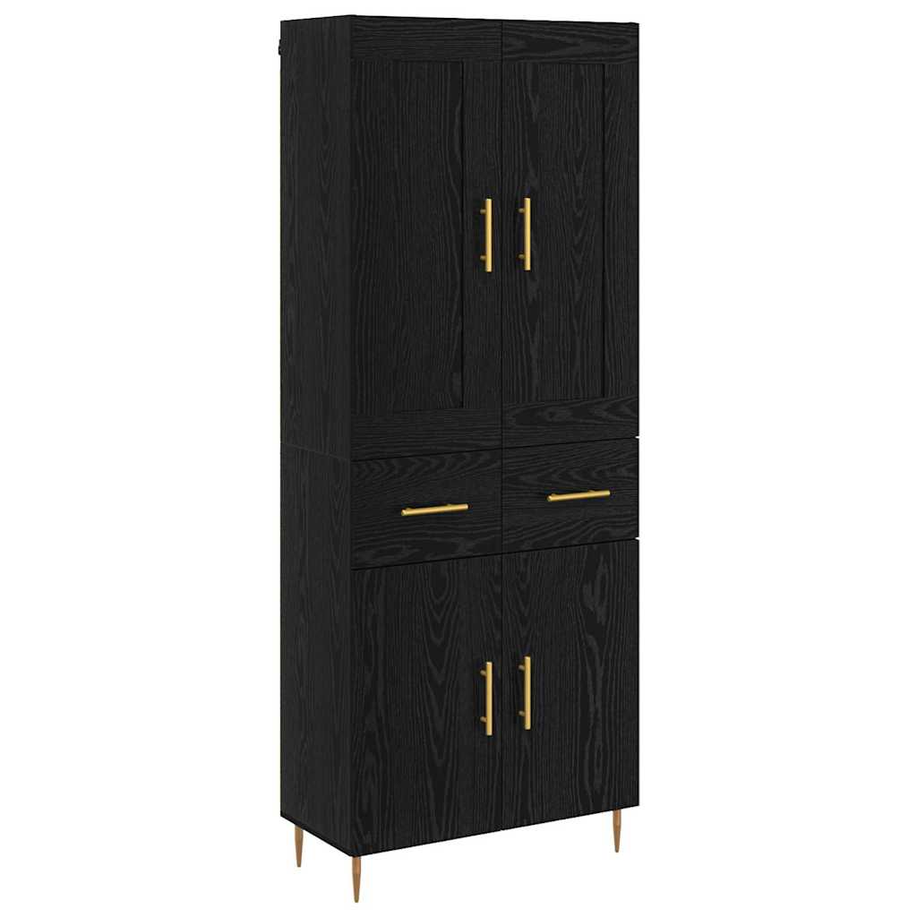 Hoge kast met lade Zwart Eiken 69,5 x 34 x 180 cm Bewerkt hout