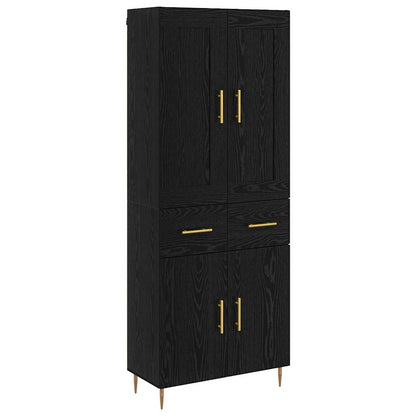 Hoge kast met lade Zwart Eiken 69,5 x 34 x 180 cm Bewerkt hout