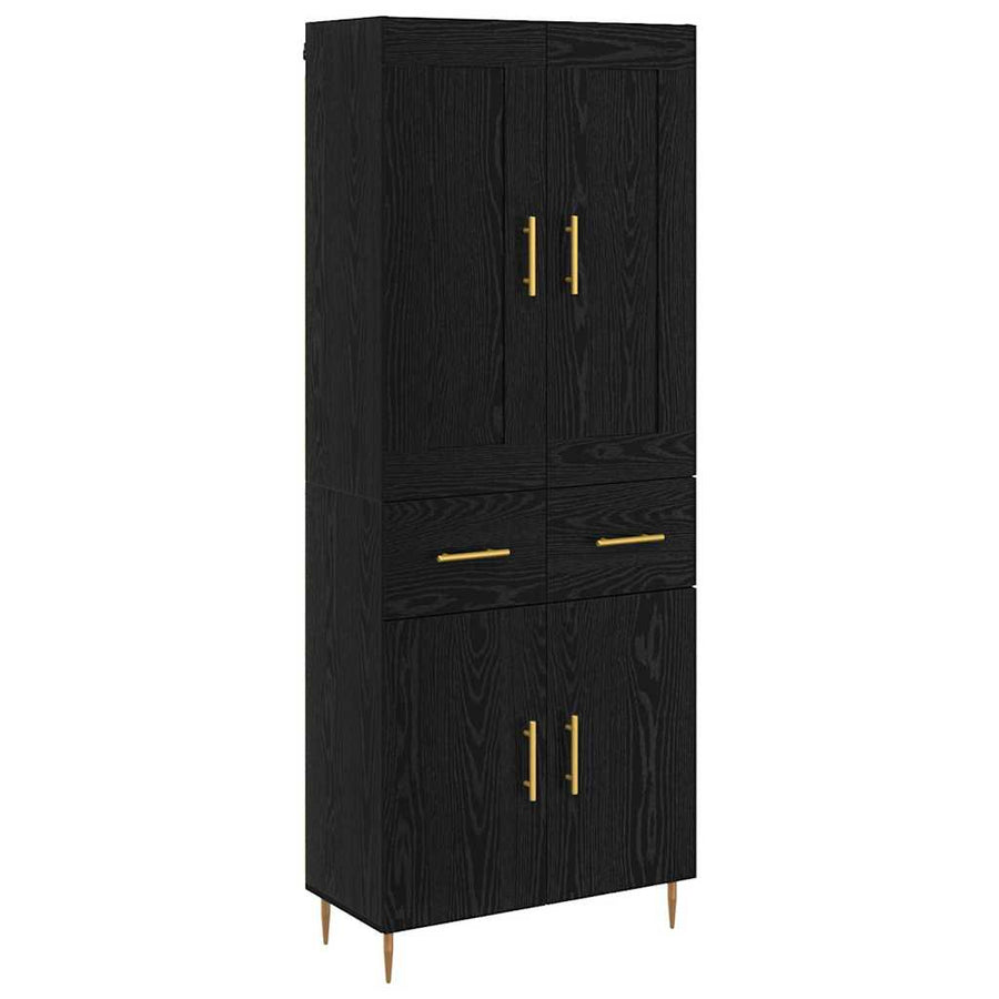 Hoge kast met lade Zwart Eiken 69,5 x 34 x 180 cm Bewerkt hout