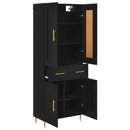 Hoge kast met lade Zwart Eiken 69,5 x 34 x 180 cm Bewerkt hout