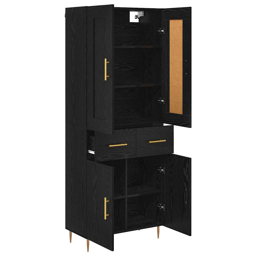 Hoge kast met lade Zwart Eiken 69,5 x 34 x 180 cm Bewerkt hout