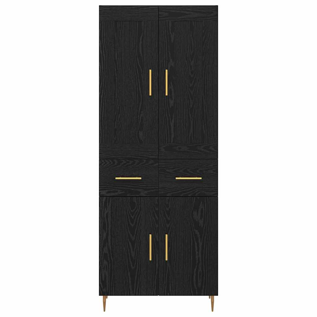 Hoge kast met lade Zwart Eiken 69,5 x 34 x 180 cm Bewerkt hout