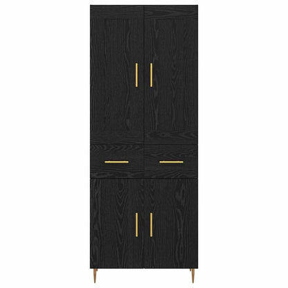 Hoge kast met lade Zwart Eiken 69,5 x 34 x 180 cm Bewerkt hout