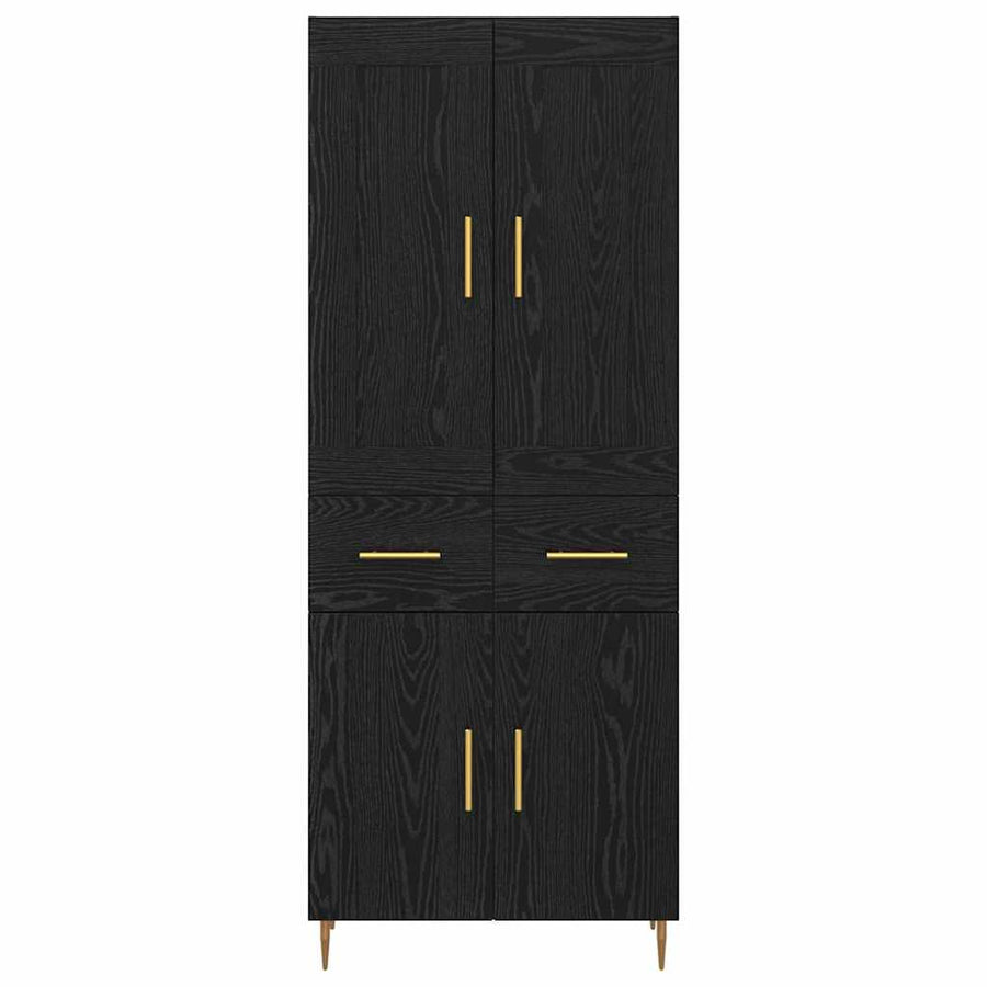 Hoge kast met lade Zwart Eiken 69,5 x 34 x 180 cm Bewerkt hout