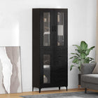Highboard 69,5x34x180 cm zwart eiken wandmontage