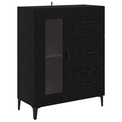 Highboard met lade Zwart Eiken 69,5 x 34 x 180 cm Bewerkt hout