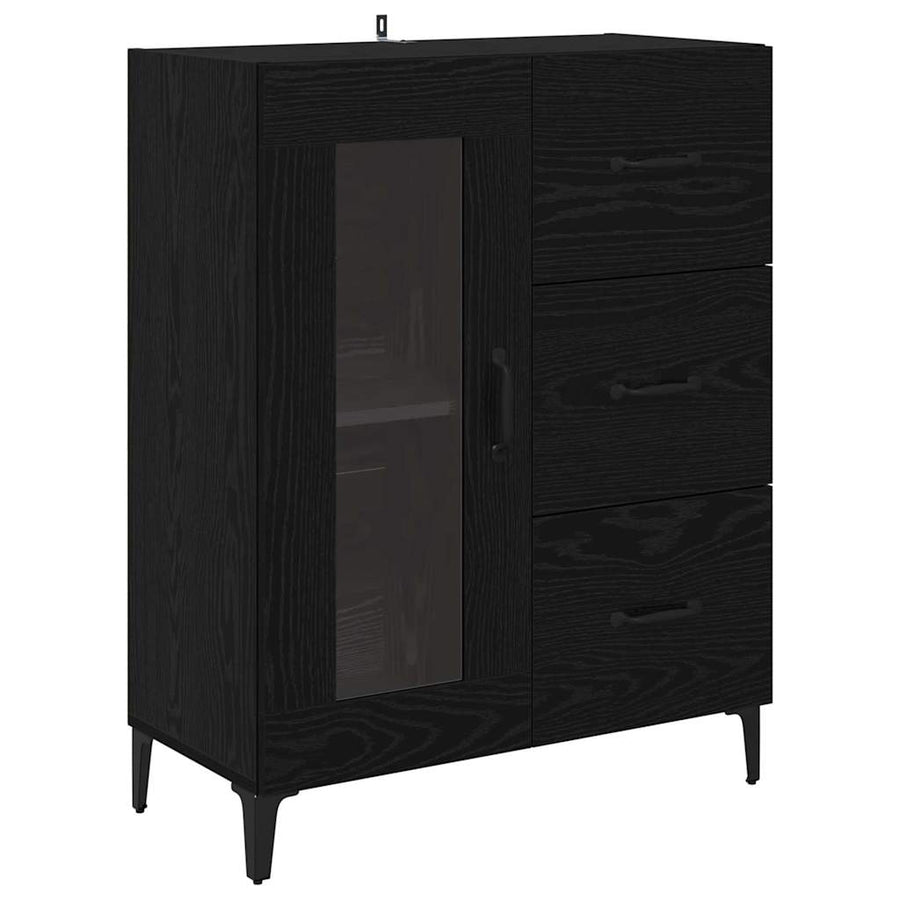 Highboard met lade Zwart Eiken 69,5 x 34 x 180 cm Bewerkt hout