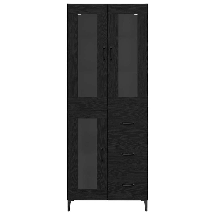 Highboard met lade Zwart Eiken 69,5 x 34 x 180 cm Bewerkt hout