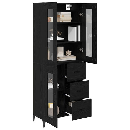Highboard met lade Zwart Eiken 69,5 x 34 x 180 cm Bewerkt hout