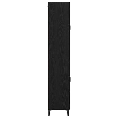 Highboard met lade Zwart Eiken 69,5 x 34 x 180 cm Bewerkt hout