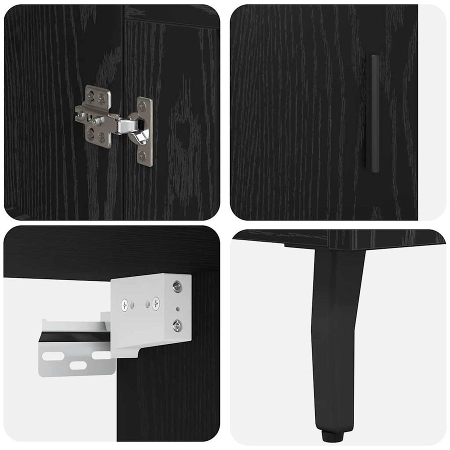 Highboard Zwart Eiken 69,5 x 34 x 180 cm Bewerkt hout