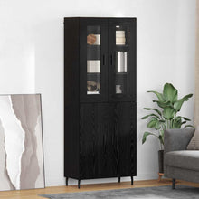 Highboard Zwart Eiken 69,5 x 34 x 180 cm Bewerkt hout