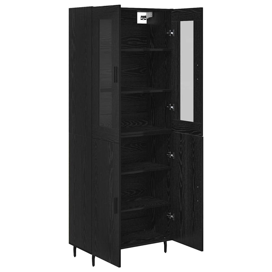 Highboard Zwart Eiken 69,5 x 34 x 180 cm Bewerkt hout