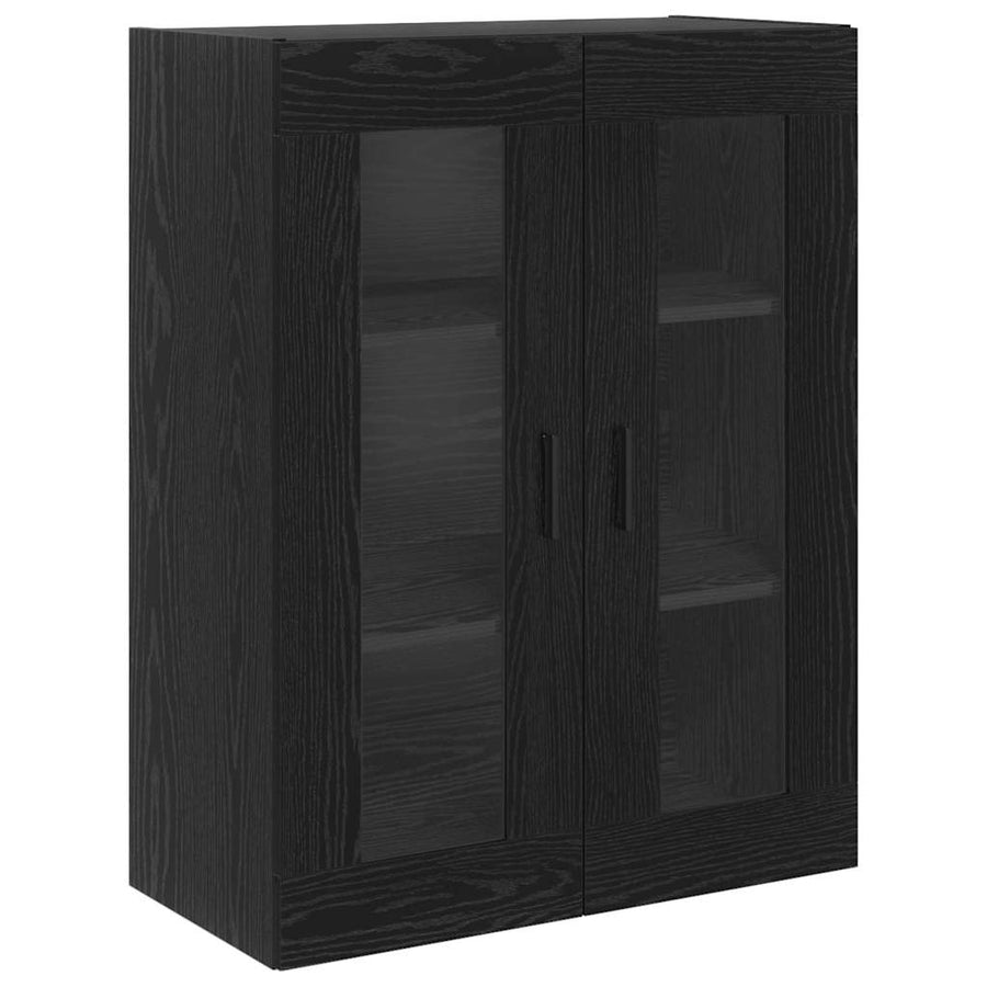 Highboard Zwart Eiken 69,5 x 34 x 180 cm Bewerkt hout