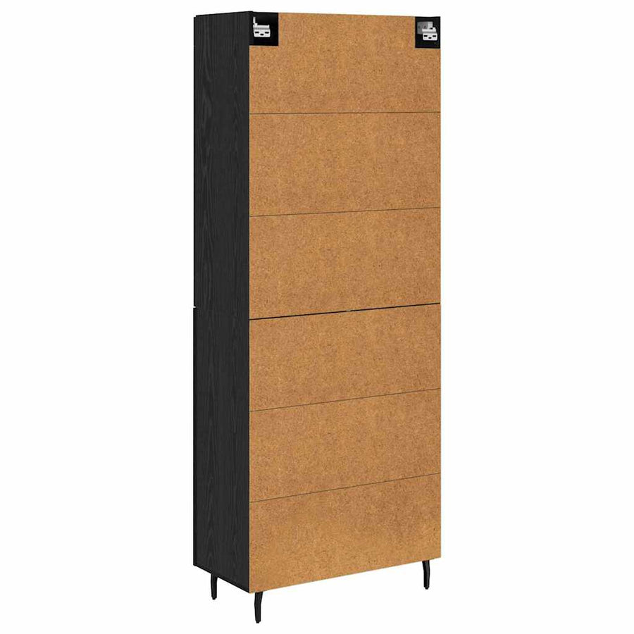 Highboard Zwart Eiken 69,5 x 34 x 180 cm Bewerkt hout
