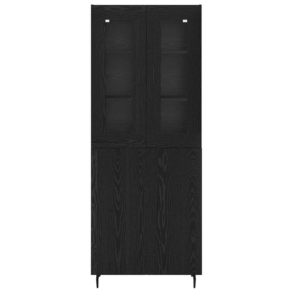 Highboard Zwart Eiken 69,5 x 34 x 180 cm Bewerkt hout