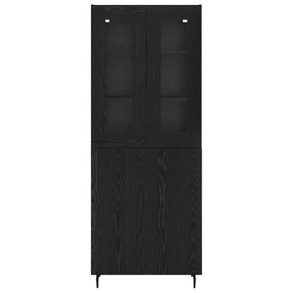 Highboard Zwart Eiken 69,5 x 34 x 180 cm Bewerkt hout