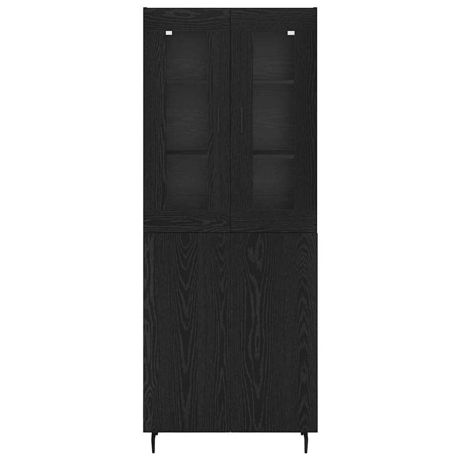 Highboard Zwart Eiken 69,5 x 34 x 180 cm Bewerkt hout