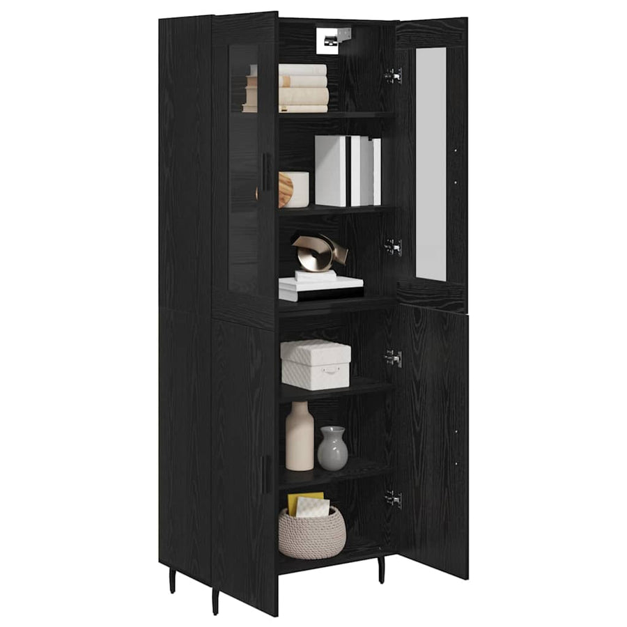 Highboard Zwart Eiken 69,5 x 34 x 180 cm Bewerkt hout
