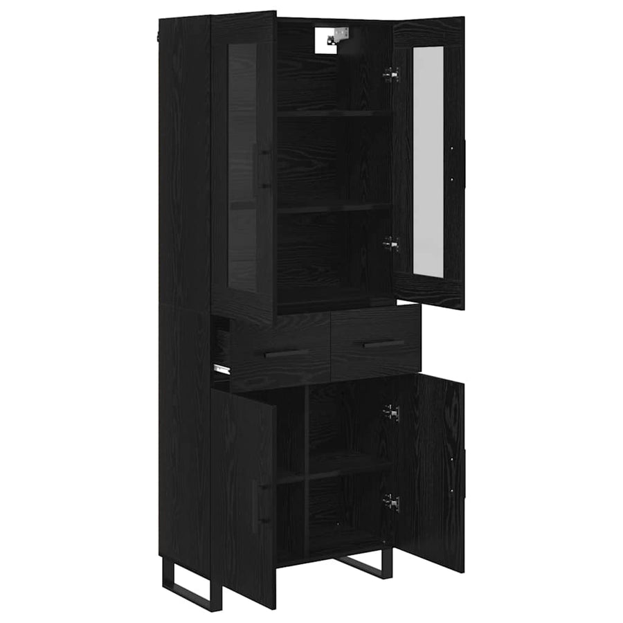 Highboard met lade Zwart Eiken 69,5 x 34 x 180 cm Bewerkt hout