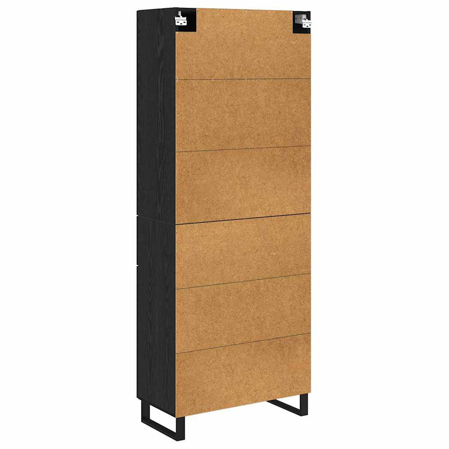 Highboard met lade Zwart Eiken 69,5 x 34 x 180 cm Bewerkt hout
