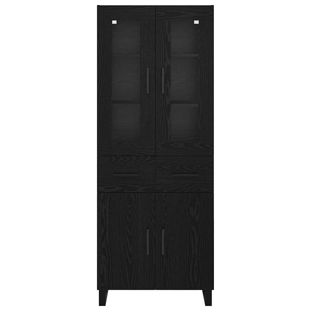 Highboard met lade Zwart Eiken 69,5 x 34 x 180 cm Bewerkt hout